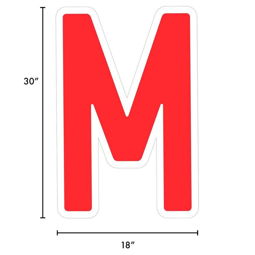 Red Letter (M) Corrugated Plastic Yard Sign, 30in